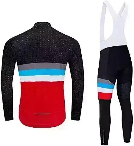 Coconut Ropamo Men’s Cycling Clothing Sets Long Sleeve Biking Jersey Sets Road Bicycle Clothes 4D Padded Cycling Bib Trousers