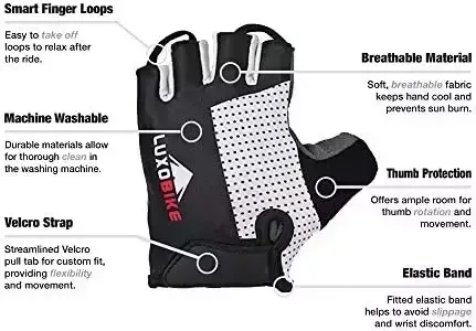 LuxoBike Biking Gloves Bicycle Gloves Bicycling Gloves Mountain Bicycle Gloves – Anti Slip Shock Absorbing Padded Breathable 50 percent Finger Brief Sports activities Gloves Extras for Guys/Women