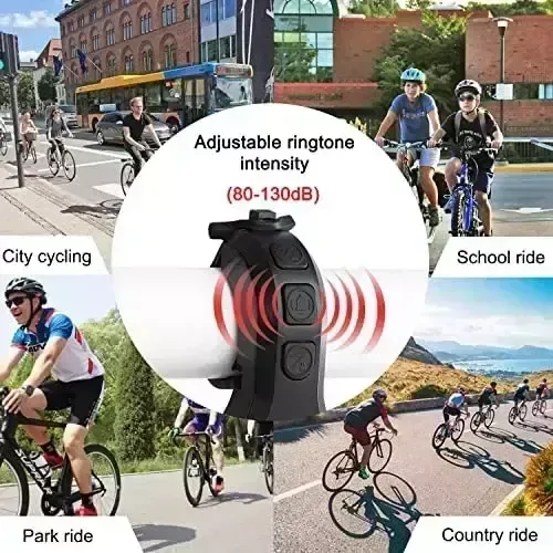 SLFJOSN Super Electric powered Bicycle Horn，Adjustable 80-130dB Bicycle Electric powered Bell ,USB Rechargeable IPX6 Water-resistant Straightforward Put in Loud Bike Horn, Alarm Ring for Mountain/Street Bike/Scooters, Grownups &Young ones Use