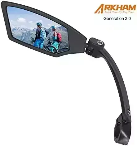 Arkham Handlebar Bike Mirror, 360°HD Wide Angle Blast-Resistant, Adjustable 0.83-1.02 inch Bike Handlebar Mirror, For Bicycles, Motorcycles, Mountain Bikes, Electric Bicycles ( Left, Short Handle )