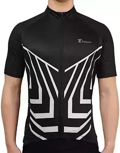 Tiekoun Men's Cycling Jerseys Tops Biking Shirts Short Sleeve Bike Clothing Full Zipper Bicycle Jacket