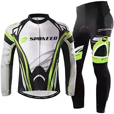 sponeed Cycling Clothes for Men Long Sleeve Mountain Bike Road Bicycle Shirt Jeresys Pants Padded Bike Jakcet Outfit