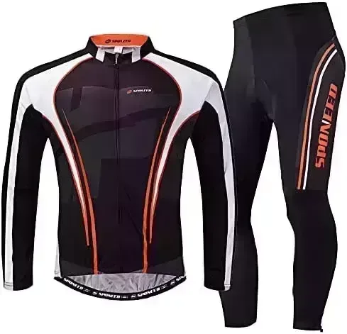 sponeed Men's Bicycle Jersey Full Sleeve Padded Bike Pants Compression Cycle Clothes